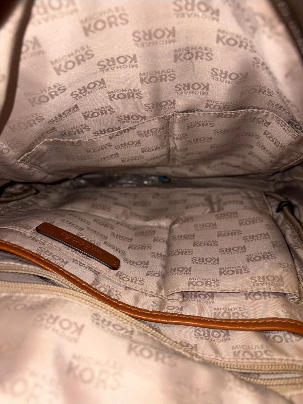Michael Kors Brown MK Logo Backpack with Gold Accents